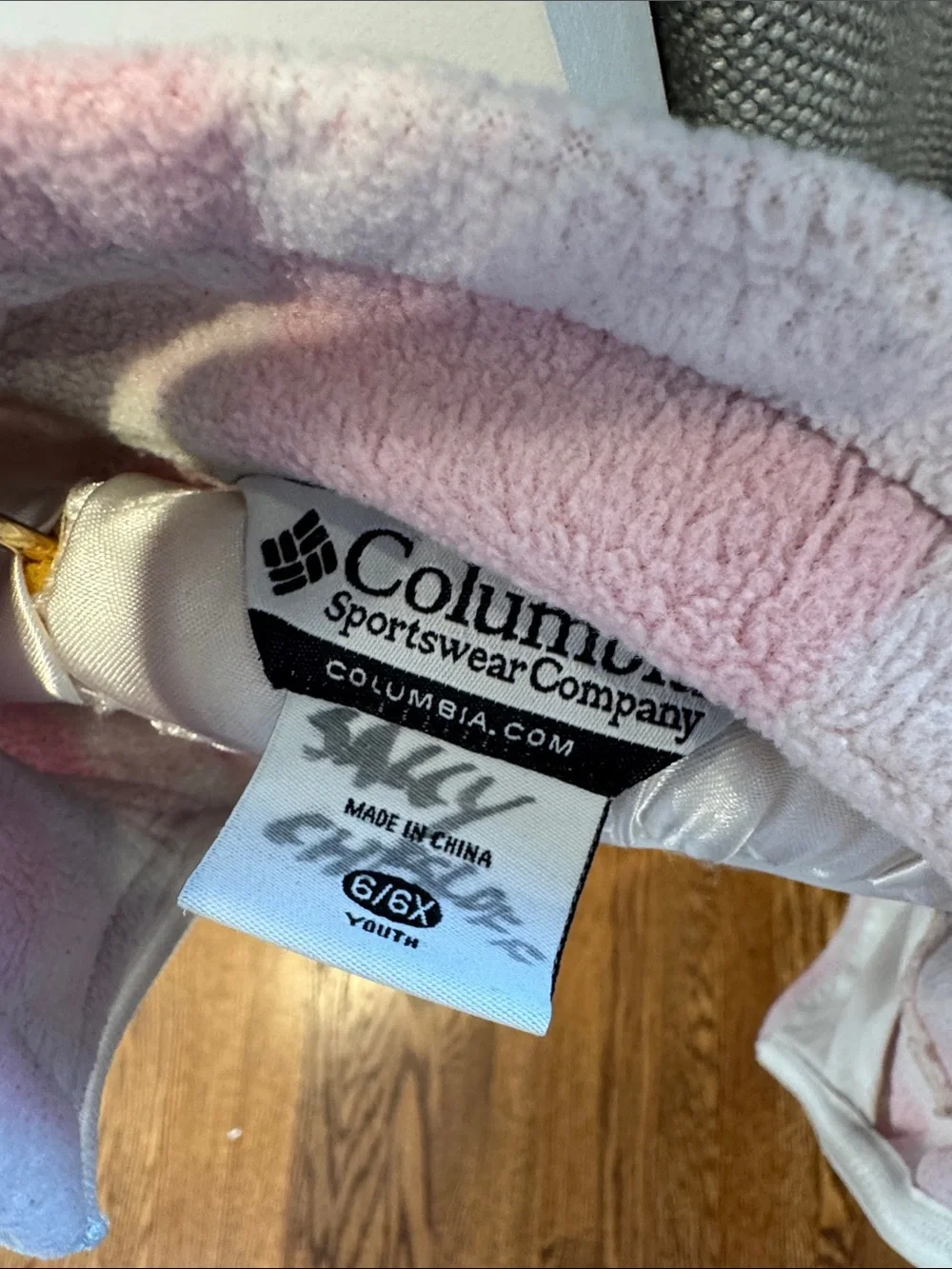 Columbia Girls' Pink and White Plaid Fleece Jacket